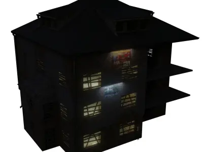 Urban City building 03 Low poly two versions Low-poly 3D model