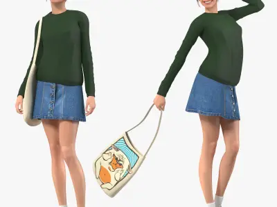 Urban Style Teenage Girl Rigged 3D model