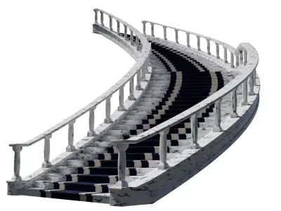 Architectural Marble Staircase Low-poly 3D model