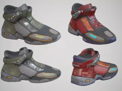Sci-Fi Sneakers p03 Low-poly 3D model