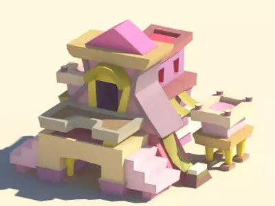 Design  house  cartoon origami  Paper House 3D model