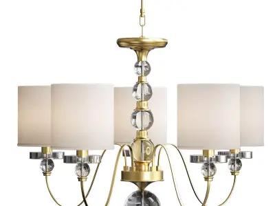 American Style 5 Arms Fabric Lamp 3D model