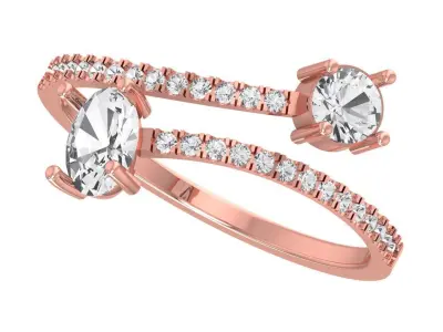 Solitaire Women Light Weight Oval Round Stone Band Ring 3D print model purchase