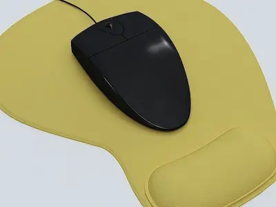 Mouse and Mouse Pad 3D model