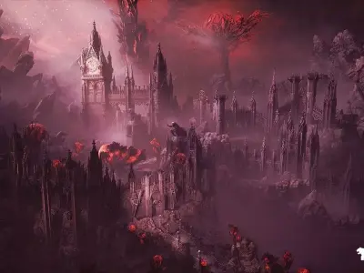 Fantasy Alien Castle Environment Low-poly 3D model