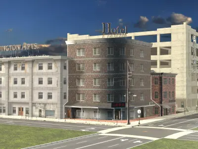 Realistic City Street  3D Model  Exterior  Environment   3D model