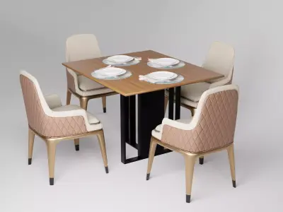 Dining Table and Chair 3D Model  Low-poly 3D model