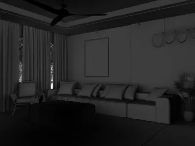 living room Low-poly 3D model