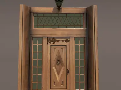 Ornament Wood Door Hi Detail 3D model