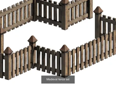 20 garden fence set 3D Model Pack