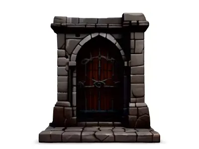 Stylized Stone Gate Game Asset Low-poly 3D model