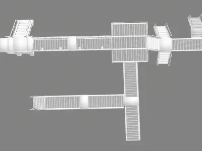 stairs building with Low-poly 3D model