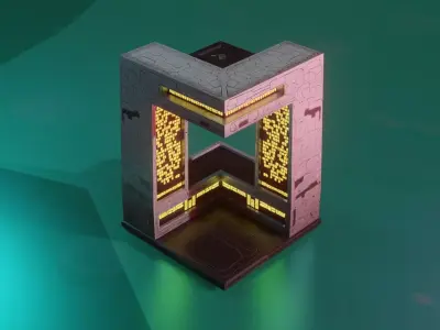 Modular Stylized Cyberpunk Building 1 Low-poly 3D model