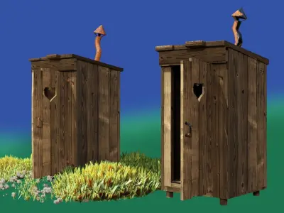 Out House toilet High Low Plygon Low-poly 3D model