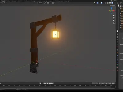 street light Medieval Lamp post Low poly  Low-poly 3D model