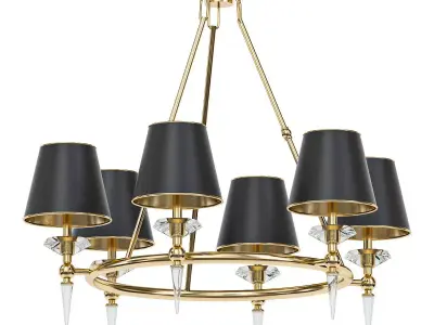Stiffel brass chandelier with shades 3D model