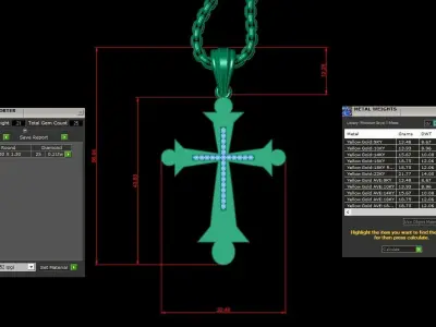 High Cross Pendant Light Gold 18K 3CP037 3D print model