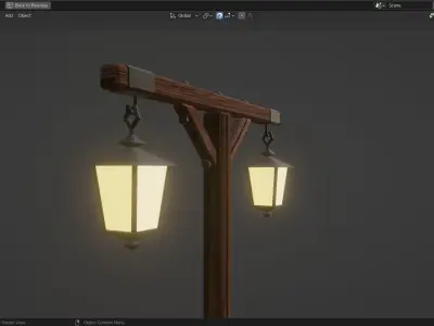 Basic Lamp Post - 2 Sided -  3D model