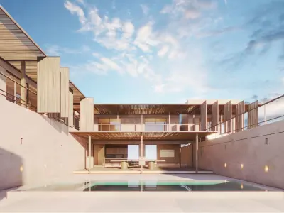 House concrete with pool 3D model