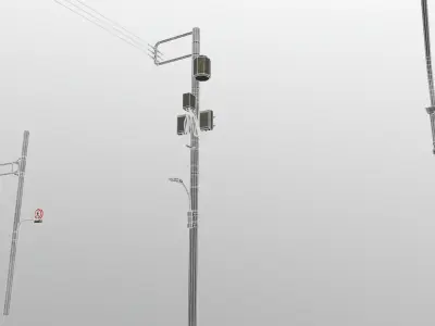 Traffic Lights and Tokyo Poles - Textures Low-poly 3D model
