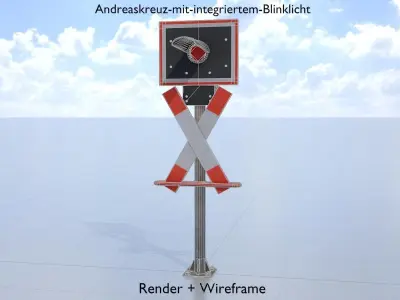 Railroad Crossing Traffic Light Low-poly 3D model