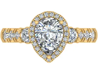 Pear-Cut Blue Gemstone Engagement Ring 3D print model