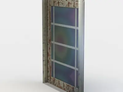 Window glass door with pattern Low-poly 3D model