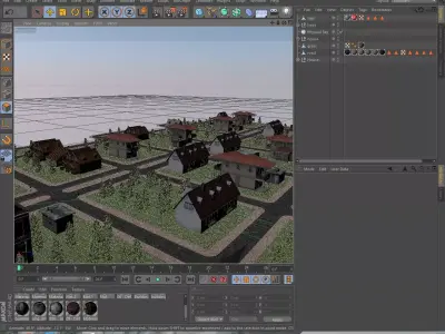 Scene street Low-poly 3D model