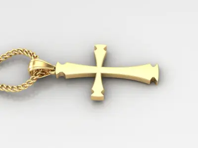 Light Gold 18K Cross Pendant 1CP015 3D print model