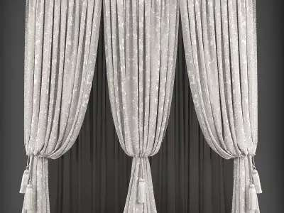 Curtains Low-poly 3D model 7