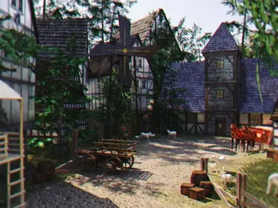 Old Germany Village Scene 3D model