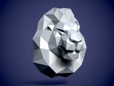 Lion in Low Poly style with Pepakura 3D print model