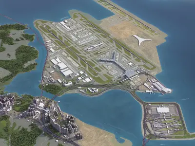 Hong Kong - International Airport - HKG Low-poly 3D model
