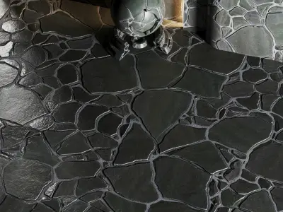 No09 Slate Floor Stone - PBR - 4K - PNG - Seamless Low-poly 3D model