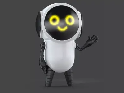 Cute Robot with Looped Run Animation and Emotions Low-poly 3D model