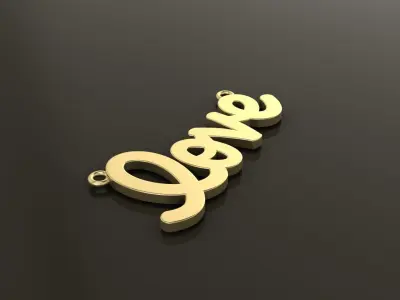 LOVE CURSIVE PENDANT 30MM WIDTH LENGTH MID SIZE 3D print model