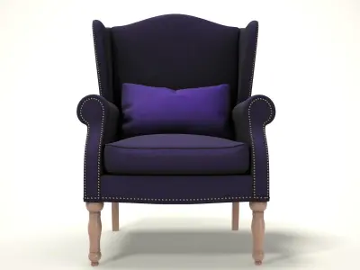 wingback chair fhouse 003 Low-poly 3D model