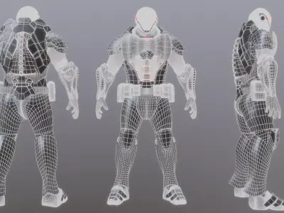 Cyberpunk Sci-Fi Heavy Soldier Armor Character PBR 3D model