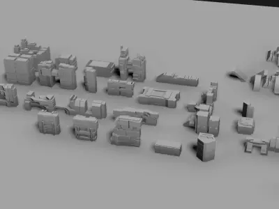 futuristic architecture set - BDR 3D model