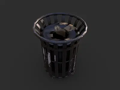 Trash bin Low-poly 3D model order