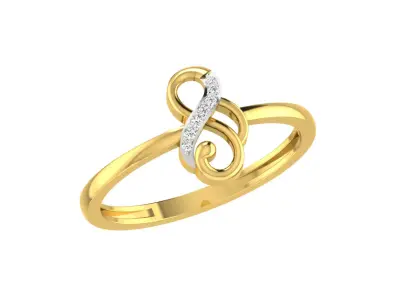 Light Weight Yellow Gold Diamond Ring  -EZ R-138 3D print model