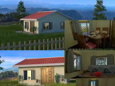 Interior Exterior Full old House 3D model