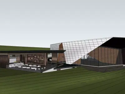 contemporary corporate office building 3D model