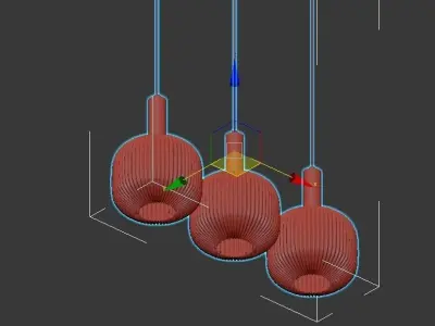 IRIC 1 three glass pendant lights hanging 3D model