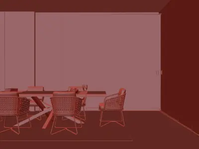 Pergola 3D Model dining room with glass walls 3D model