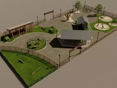Petting Zoo 3D Model SketchUp Lumion Full Package  3D model