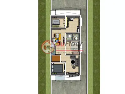 House 6x12m code 574 - Sketchup 3D model 3D model 3D model