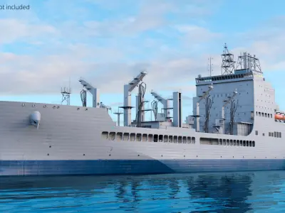  Fleet Logistics Tanker Floating at Sea Grey 