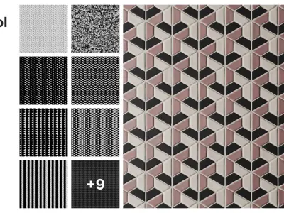 Trapezoidal Tile in 3D Cube Layout Texture