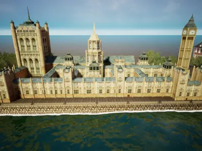 Palace of Westminster and Big Ben Low-poly 3D model Low-poly 3D model
